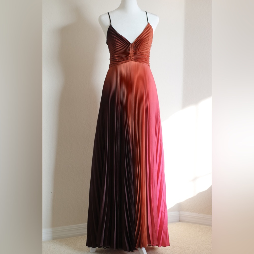 A.L.C. Ariya Pleated Gown Pink Chocolate